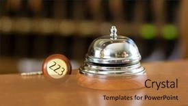  Presentation with hotel key - Slide deck featuring reception - hotel bell and key background and a coral colored foreground