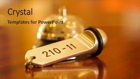  Presentation with hotel key - Presentation theme with reception - hotel bell and key background and a gold colored foreground