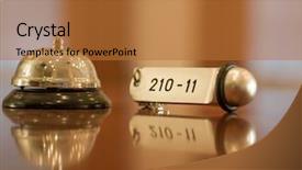  Presentation with hotel key - Presentation enhanced with reception - hotel bell and key background and a red colored foreground
