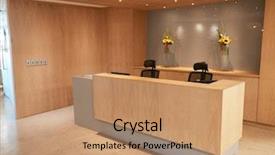  Presentation with area - Presentation theme with reception area of modern office background and a coral colored foreground