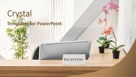  Presentation with hotel - Audience pleasing presentation consisting of reception desk in hotel backdrop and a cream colored foreground