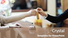  Presentation with hotel business - Colorful PPT theme enhanced with reception of a hotel backdrop and a coral colored foreground
