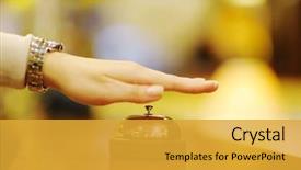  Presentation with hotel business - Slide set with reception of a hotel background and a gold colored foreground