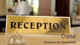  Presentation with hospitality - Presentation theme consisting of reception sign of a hotel background and a yellow colored foreground