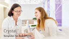  Presentation with receptionist - Audience pleasing slides consisting of receptionist-at-the-reception-counter backdrop and a lemonade colored foreground