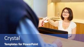  Presentation with doctor office - Colorful slide set enhanced with receptionist-at-the-reception backdrop and a ocean colored foreground