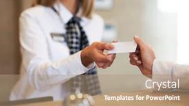  Presentation with hotel key - Cool new theme with receptionist-giving-key-card backdrop and a coral colored foreground