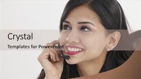  Presentation with receptionist - Slide deck having receptionist giving support answering call background and a mint green colored foreground