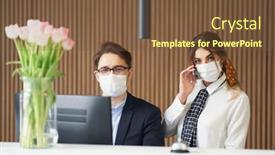  Presentation with receptionist - Presentation theme with receptionist-working-in-a-hotel background and a tawny brown colored foreground