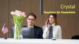  Presentation with receptionist - Presentation consisting of receptionist-working-in-a-hotel background and a tawny brown colored foreground