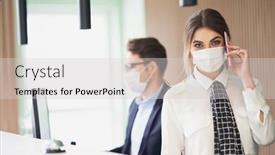  Presentation with receptionist - Colorful theme enhanced with receptionist-working-in-a-hotel backdrop and a light gray colored foreground