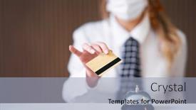  Presentation with receptionist - Colorful presentation design enhanced with receptionist-working-in-a-hotel backdrop and a light blue colored foreground