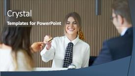  Presentation with receptionist - Presentation featuring receptionist-working-in-a-hotel background and a dark gray colored foreground