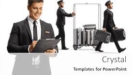  Presentation with receptionist - Presentation design enhanced with receptionist-writing-a-document background and a white colored foreground