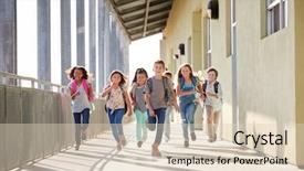  Presentation with school kids - Theme enhanced with recession - group of elementary school kids background and a lemonade colored foreground