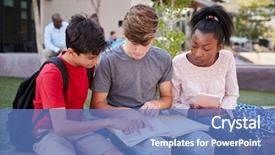  Presentation with high school students - Cool new slides with recession - group of high school students backdrop and a teal colored foreground