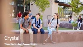  Presentation with high school students - Slides enhanced with recession - group of high school students background and a coral colored foreground