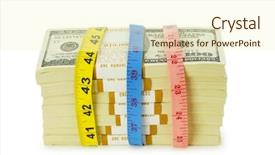  Presentation with measuring - PPT theme with recession meter - financial concept - measuring money background and a cream colored foreground