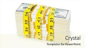  Presentation with measuring - Slides enhanced with recession meter - financial concept - measuring money background and a blonde colored foreground