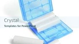  Presentation with batteries - Presentation design featuring rechargeable-batteries-and-plastic-holder background and a sky blue colored foreground