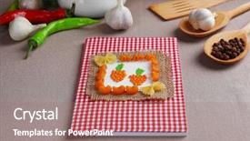  Presentation with recipe book - Beautiful PPT layouts featuring recipe book and ingredients backdrop and a coral colored foreground