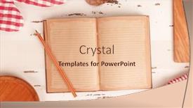  Presentation with classic book - PPT theme having mitt oven gloves classic cooking background and a lemonade colored foreground