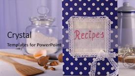  Presentation with recipe book - Audience pleasing slide set consisting of recipe book on a table backdrop and a light blue colored foreground