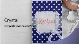  Presentation with recipe book - PPT layouts with recipe book on a table background and a light gray colored foreground