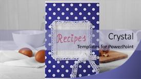  Presentation with recipe book - Colorful PPT layouts enhanced with recipe book on a table backdrop and a  colored foreground