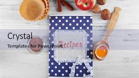  Presentation with recipe book - PPT layouts enhanced with recipe book on a table background and a  colored foreground