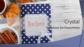  Presentation with recipe book - Colorful presentation theme enhanced with recipe book on a table backdrop and a  colored foreground