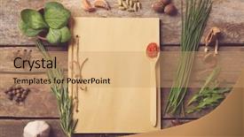  Presentation with recipe book - Presentation consisting of recipe book page with different background and a coral colored foreground