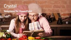  Presentation with recipe book - Slide set featuring recipe book with her granny background and a coral colored foreground