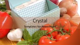  Presentation with recipe card - Amazing PPT theme having recipe box and the ingredients backdrop and a red colored foreground