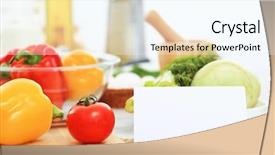  Presentation with recipe card - Amazing PPT layouts having recipe card - fresh food and vegetables backdrop and a cool aqua colored foreground