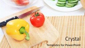  Presentation with recipe card - Audience pleasing slide set consisting of recipe card - fresh food and vegetables backdrop and a lemonade colored foreground