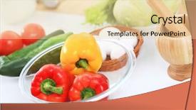  Presentation with recipe card - Slide deck with recipe card - fresh food and vegetables background and a  colored foreground