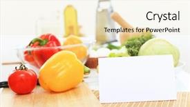  Presentation with recipe card - Cool new PPT layouts with recipe card - fresh food and vegetables backdrop and a lemonade colored foreground