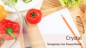  Presentation with recipe card - Audience pleasing slide deck consisting of recipe card - fresh food and vegetables backdrop and a lemonade colored foreground