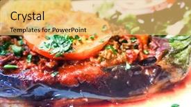 Presentation with eggplant - Audience pleasing PPT layouts consisting of recipe made with stuffed eggplant backdrop and a yellow colored foreground