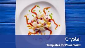  Presentation with recipe - PPT layouts having recipe modern gastronomy style molecular background and a ocean colored foreground