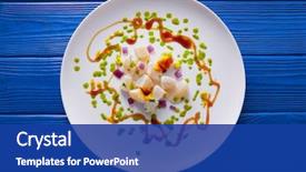  Presentation with recipe - Beautiful slide set featuring recipe modern gastronomy style molecular backdrop and a ocean colored foreground