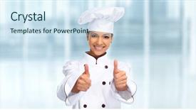  Presentation with toc chef - Presentation theme having recipe success - asian chef woman background and a sky blue colored foreground