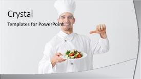  Presentation with cook chef - Slide set consisting of recipe success - excited man chef cook wearing background and a white colored foreground
