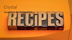  Presentation with vintage paper - PPT theme having recipes-banner-word-in-vintage background and a gold colored foreground