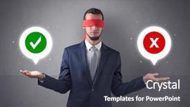  Presentation with blindfolded - Beautiful slides featuring reckoner - blindfolded businessman with checked backdrop and a tawny brown colored foreground