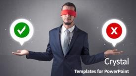  Presentation with blindfolded - PPT layouts enhanced with reckoner - blindfolded businessman with checked background and a tawny brown colored foreground