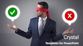  Presentation with blindfolded - Cool new presentation with reckoner - blindfolded businessman with checked backdrop and a  colored foreground