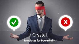  Presentation with blindfolded - PPT theme featuring reckoner - blindfolded businessman with checked background and a tawny brown colored foreground