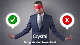  Presentation with blindfolded - Audience pleasing PPT theme consisting of reckoner - blindfolded businessman with checked backdrop and a  colored foreground